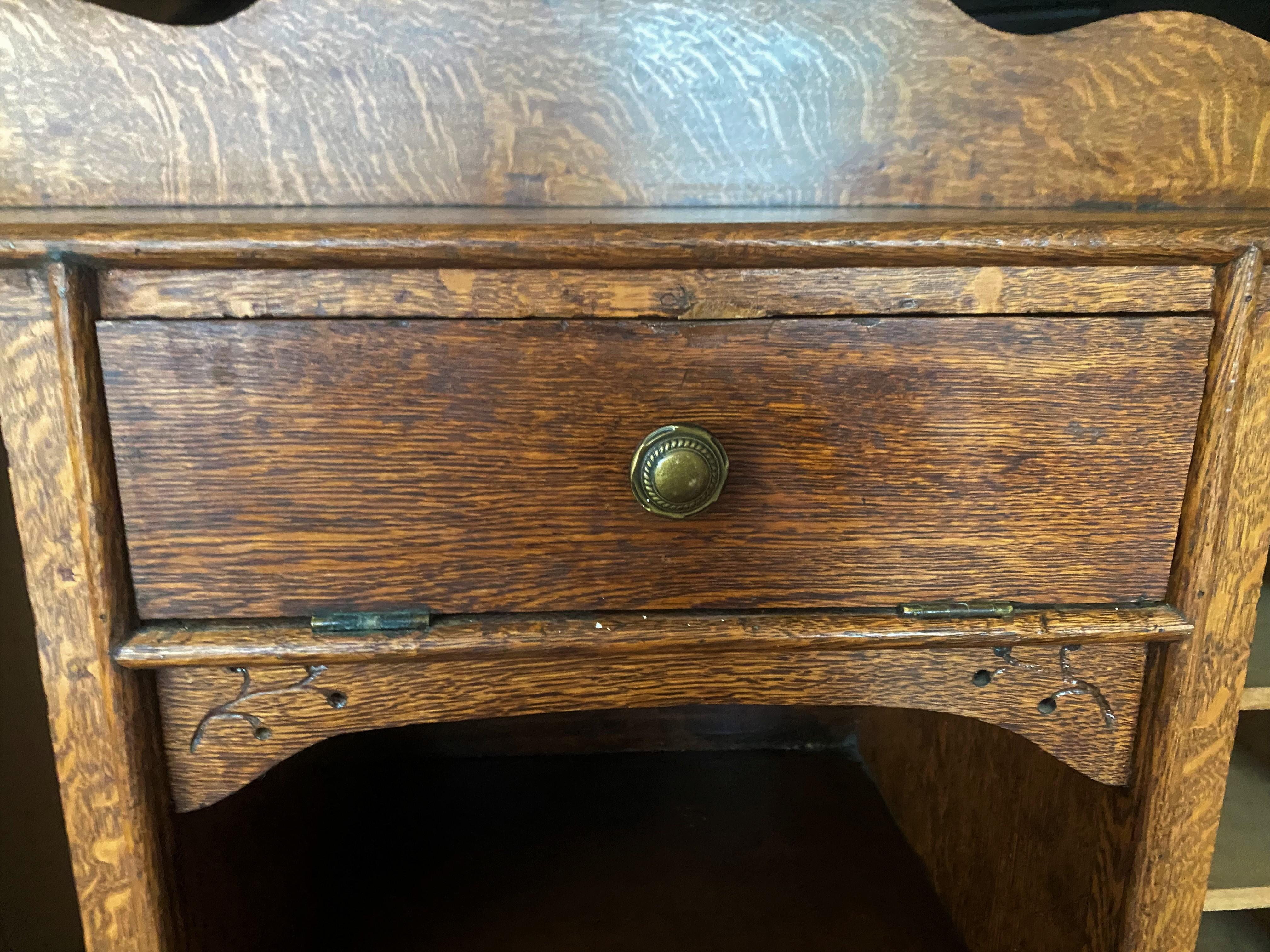 19th Century Oak Lawyer's Secretary Step Back Flat Top Desk For Sale 2