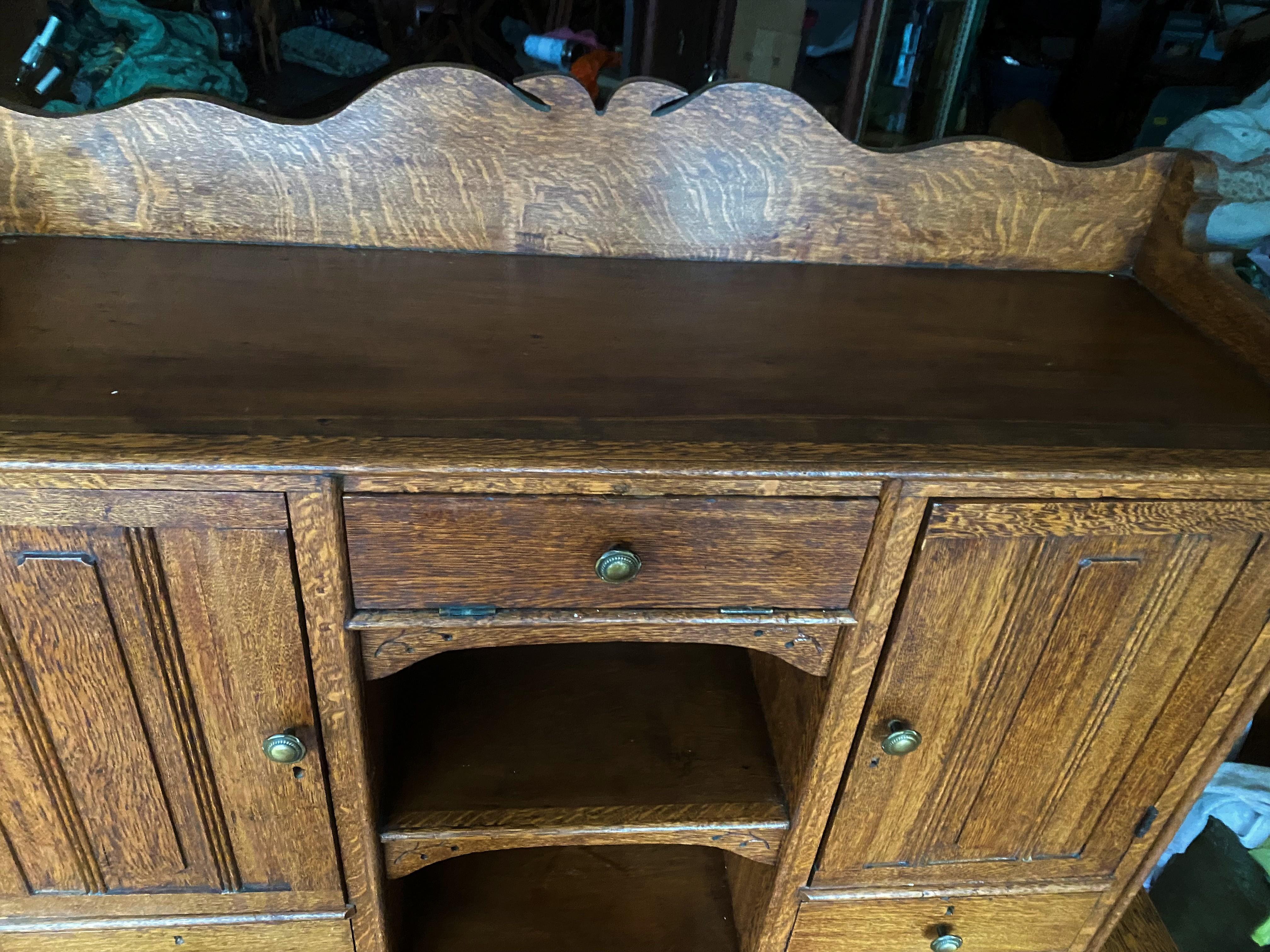 19th Century Oak Lawyer's Secretary Step Back Flat Top Desk For Sale 4