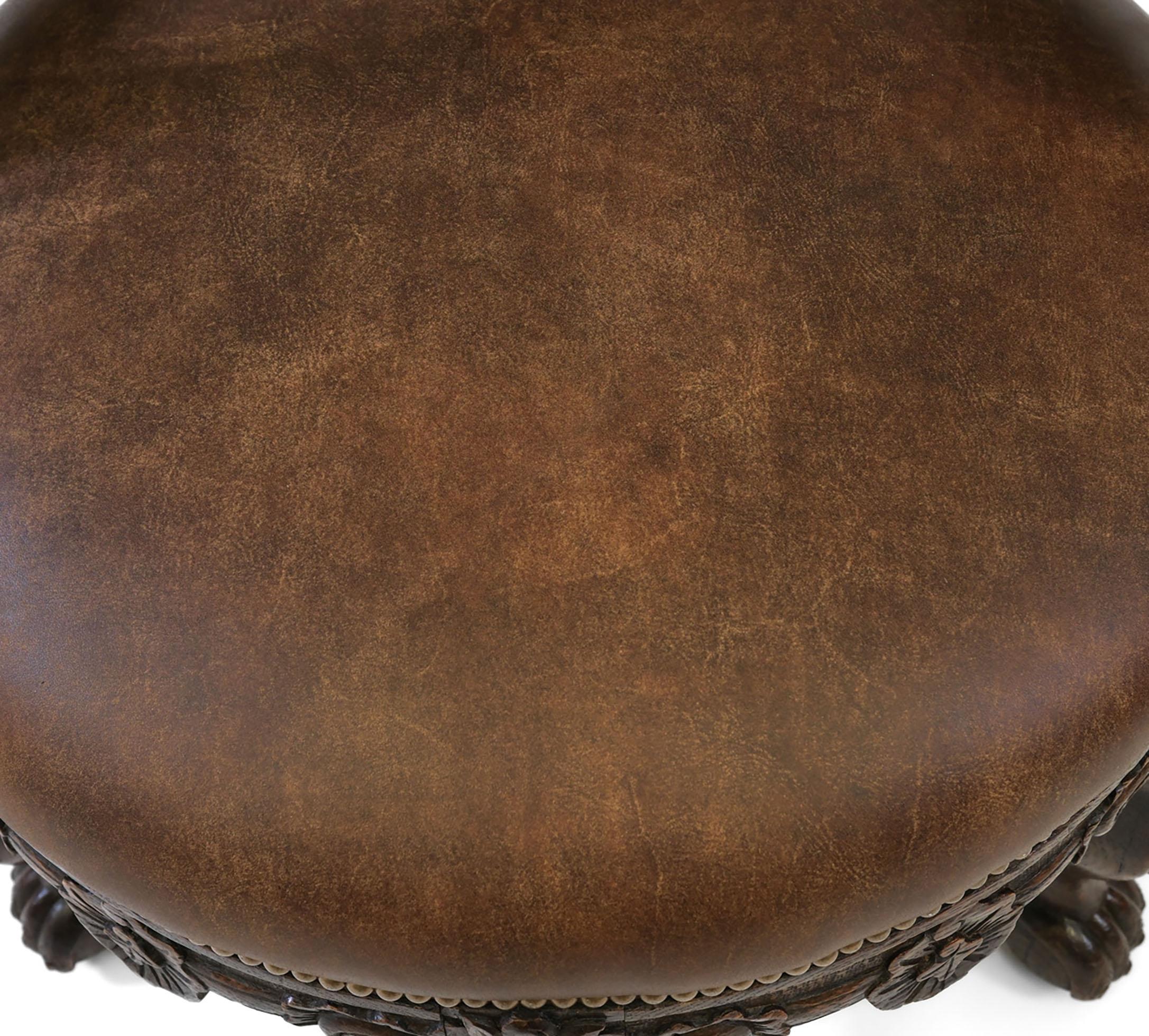 Poltrona Burgermeister in Oak e pelle del XIX secolo in vendita 1