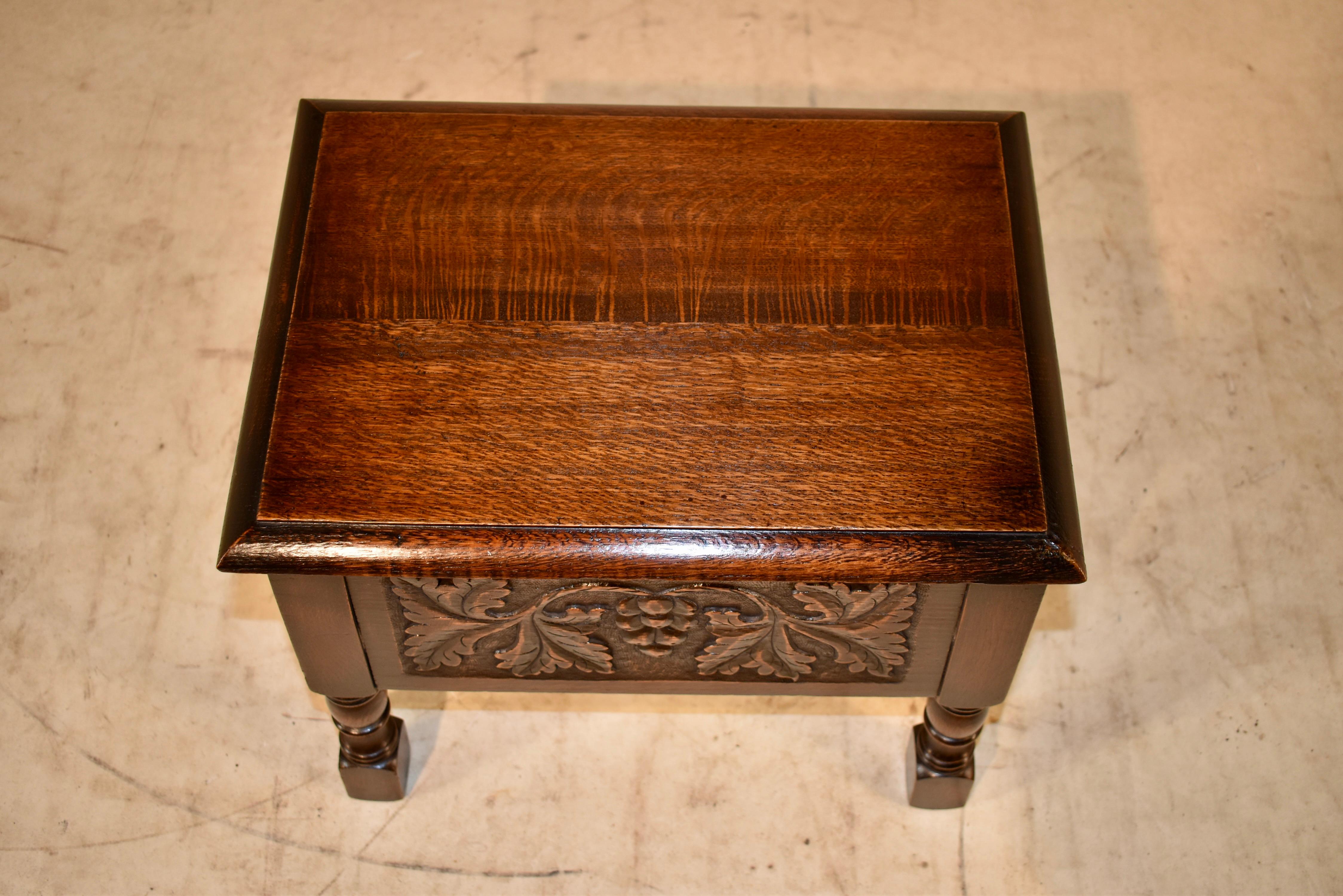 Hand-Carved 19th Century Oak Lift Top Stool