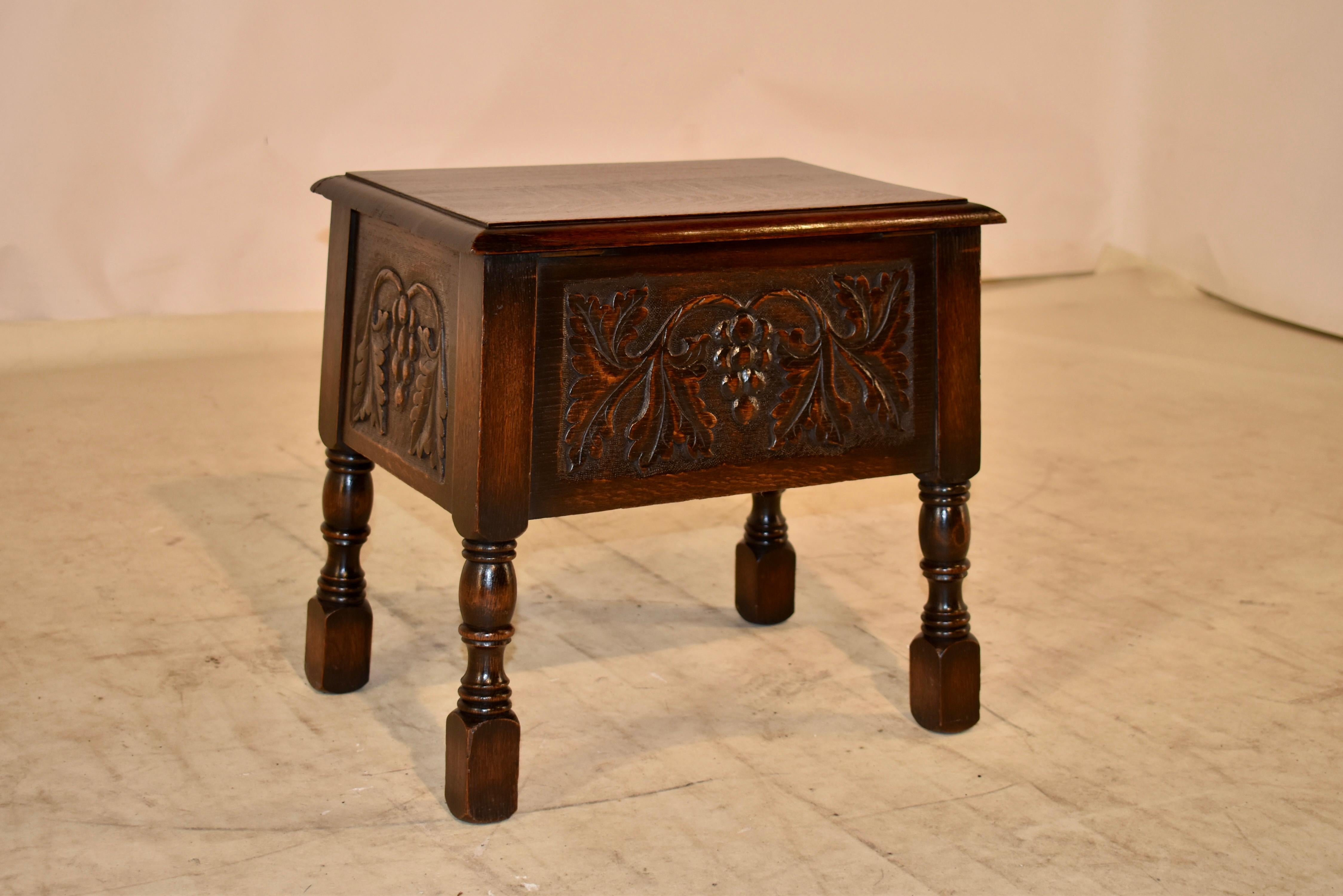 19th Century Oak Lift Top Stool 1