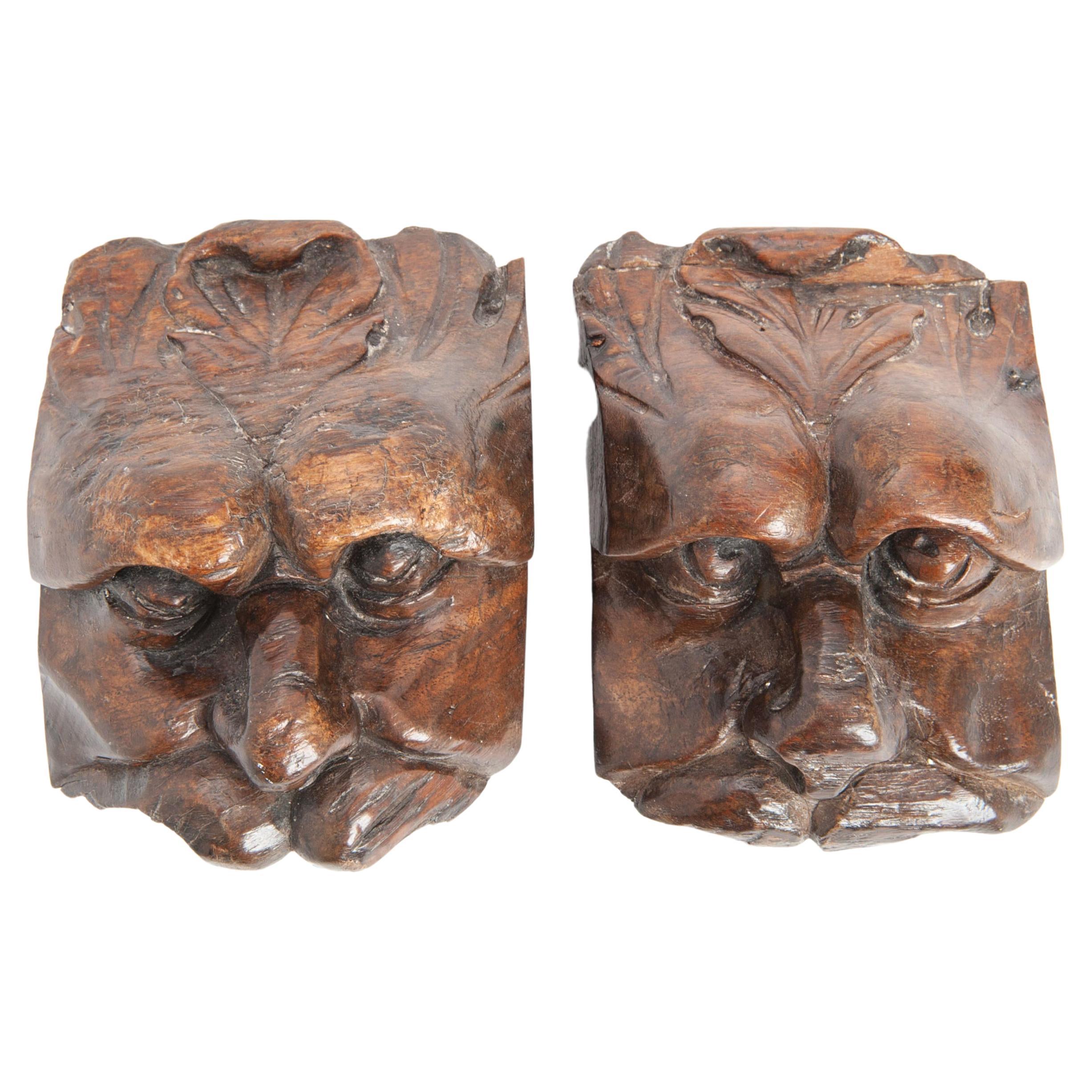 19th Century Oak Lion Mask Carvings For Sale