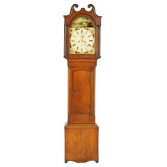 Antique 19th Century Oak Longcase Grandfather Clock 8 Day Works, Scotland 1850, B1711