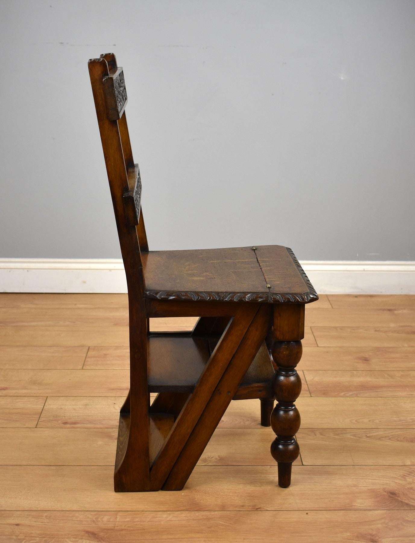 19th Century Oak Metamorphic Chair & Oak Matching Chair 5