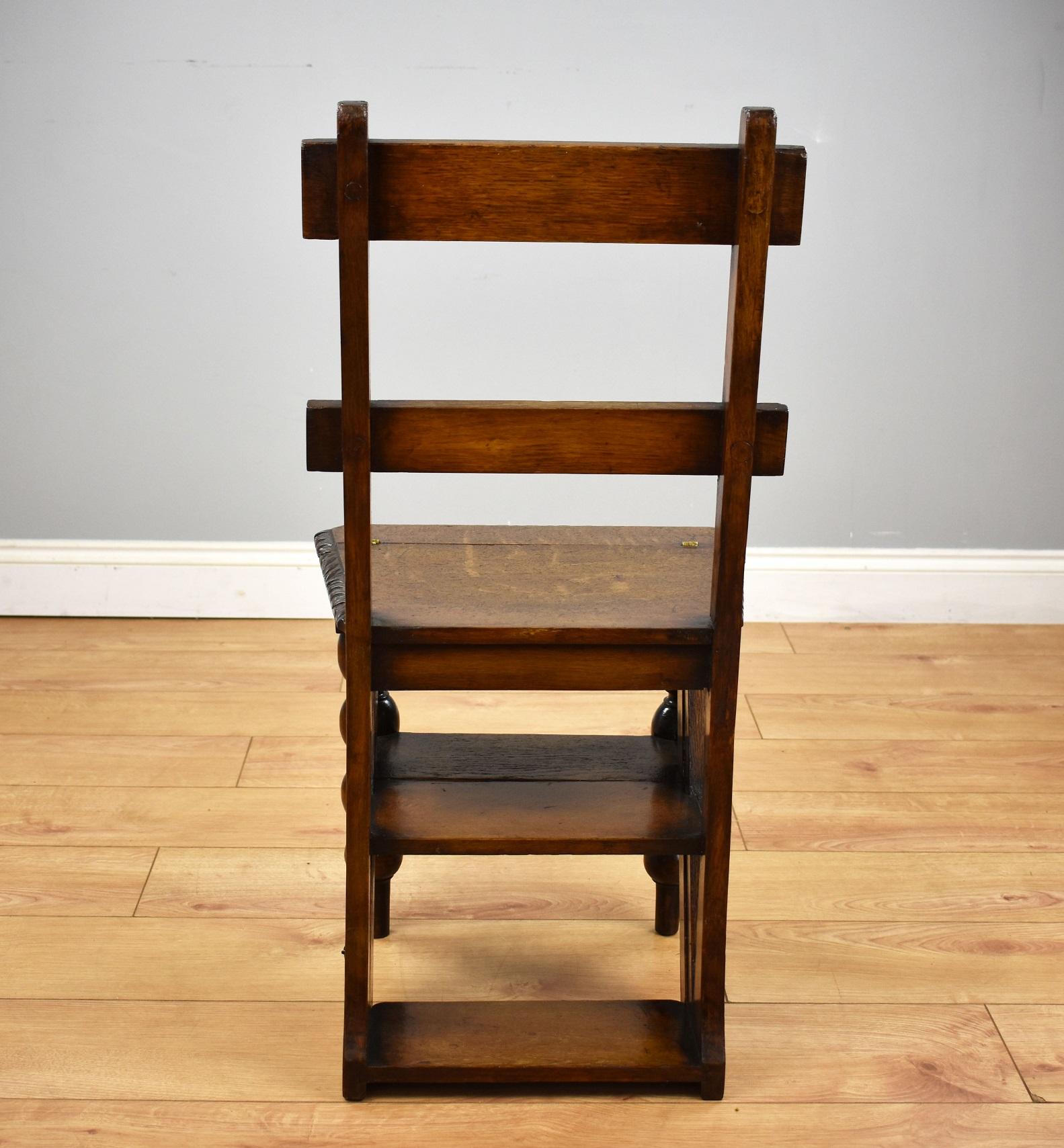 19th Century Oak Metamorphic Chair & Oak Matching Chair 6
