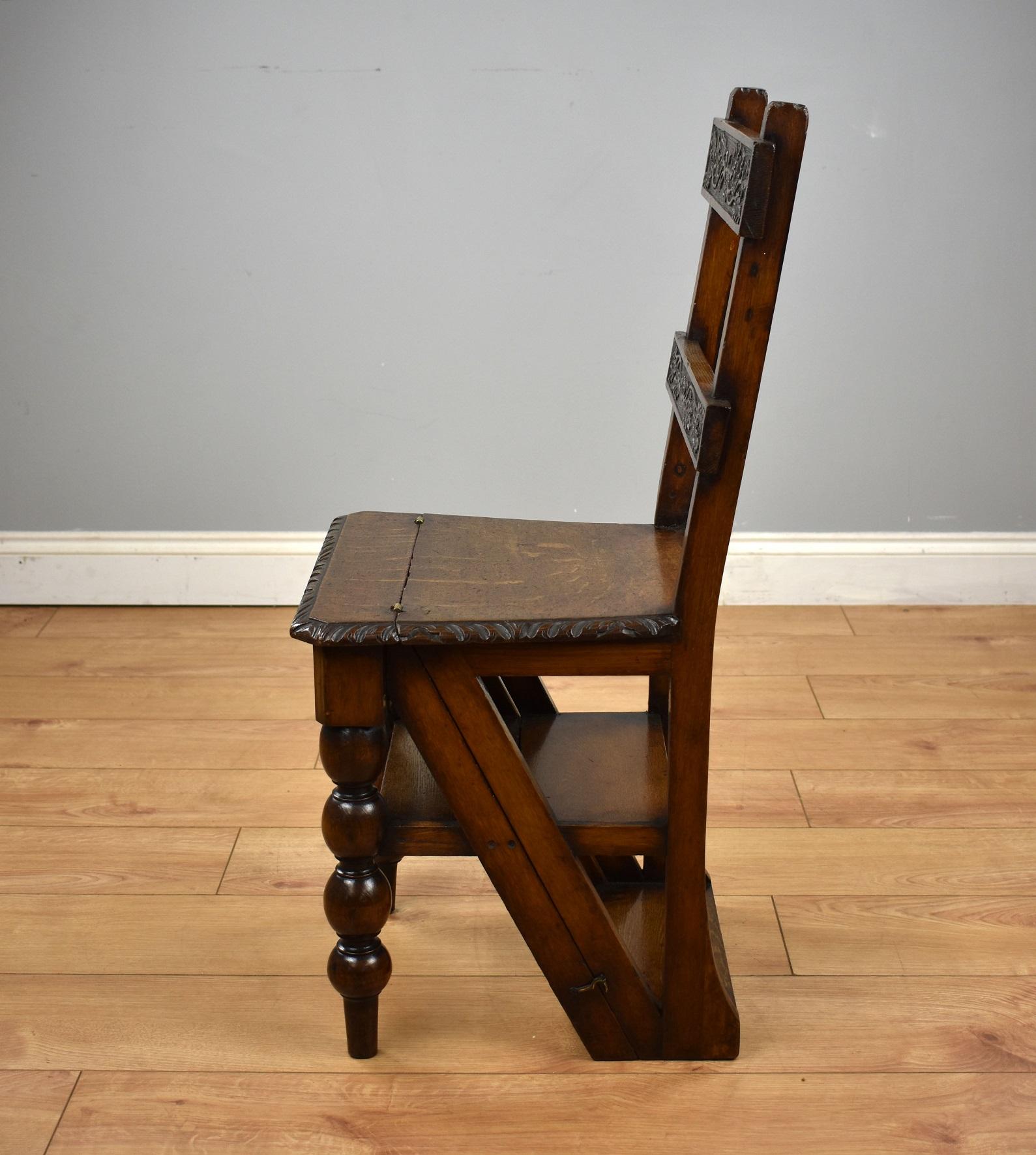 19th Century Oak Metamorphic Chair & Oak Matching Chair 7