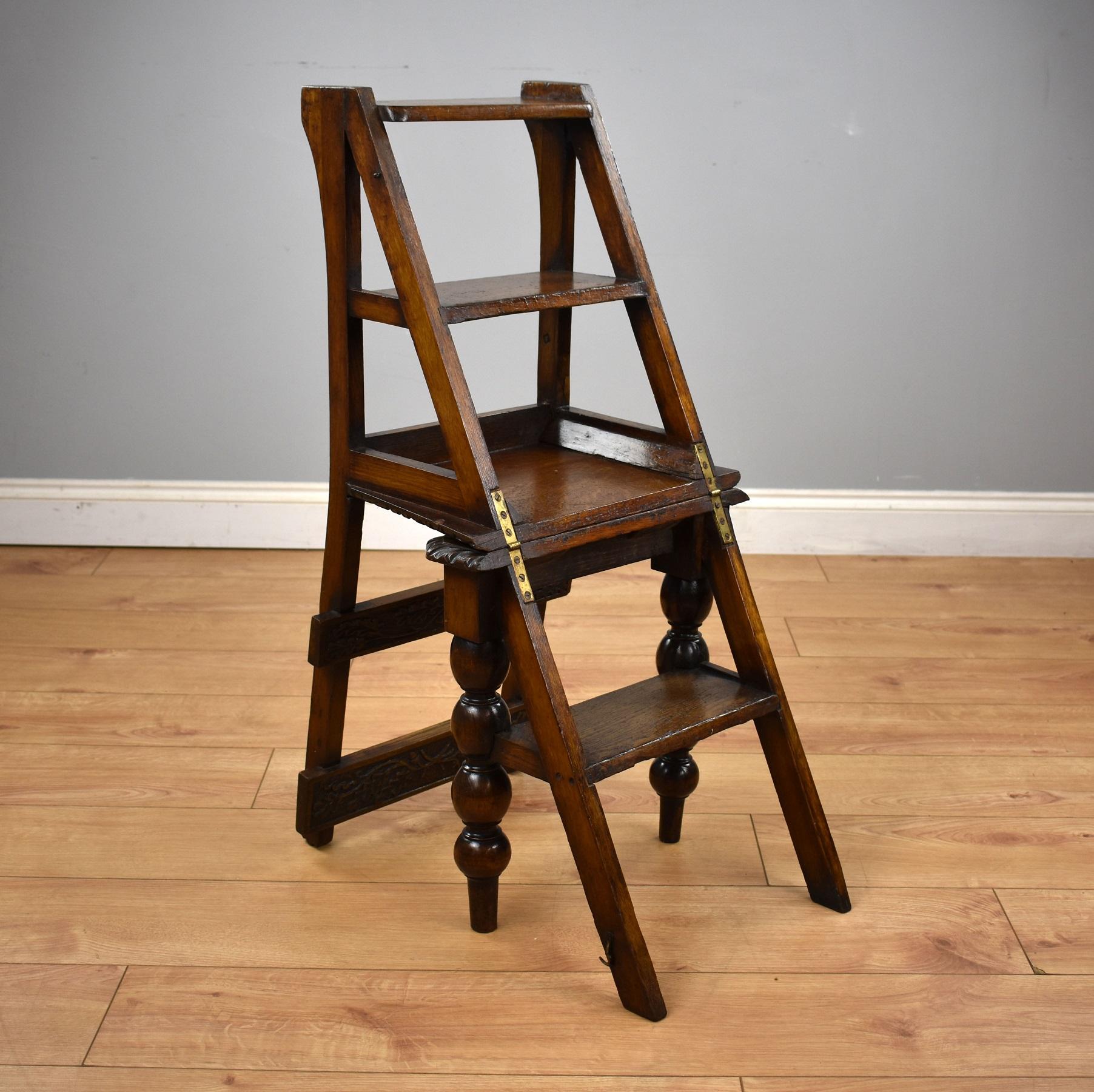 Edwardian 19th Century Oak Metamorphic Chair & Oak Matching Chair
