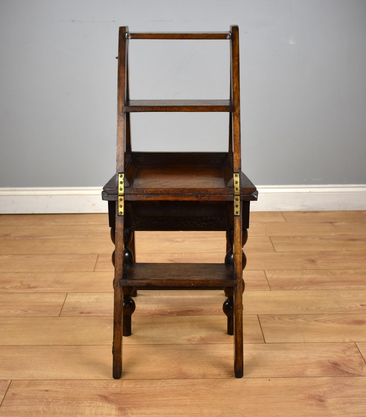 European 19th Century Oak Metamorphic Chair & Oak Matching Chair