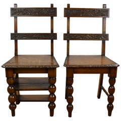 Antique 19th Century Oak Metamorphic Chair & Oak Matching Chair