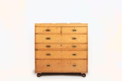 19th Century Oak Military Chest with Writing Interior