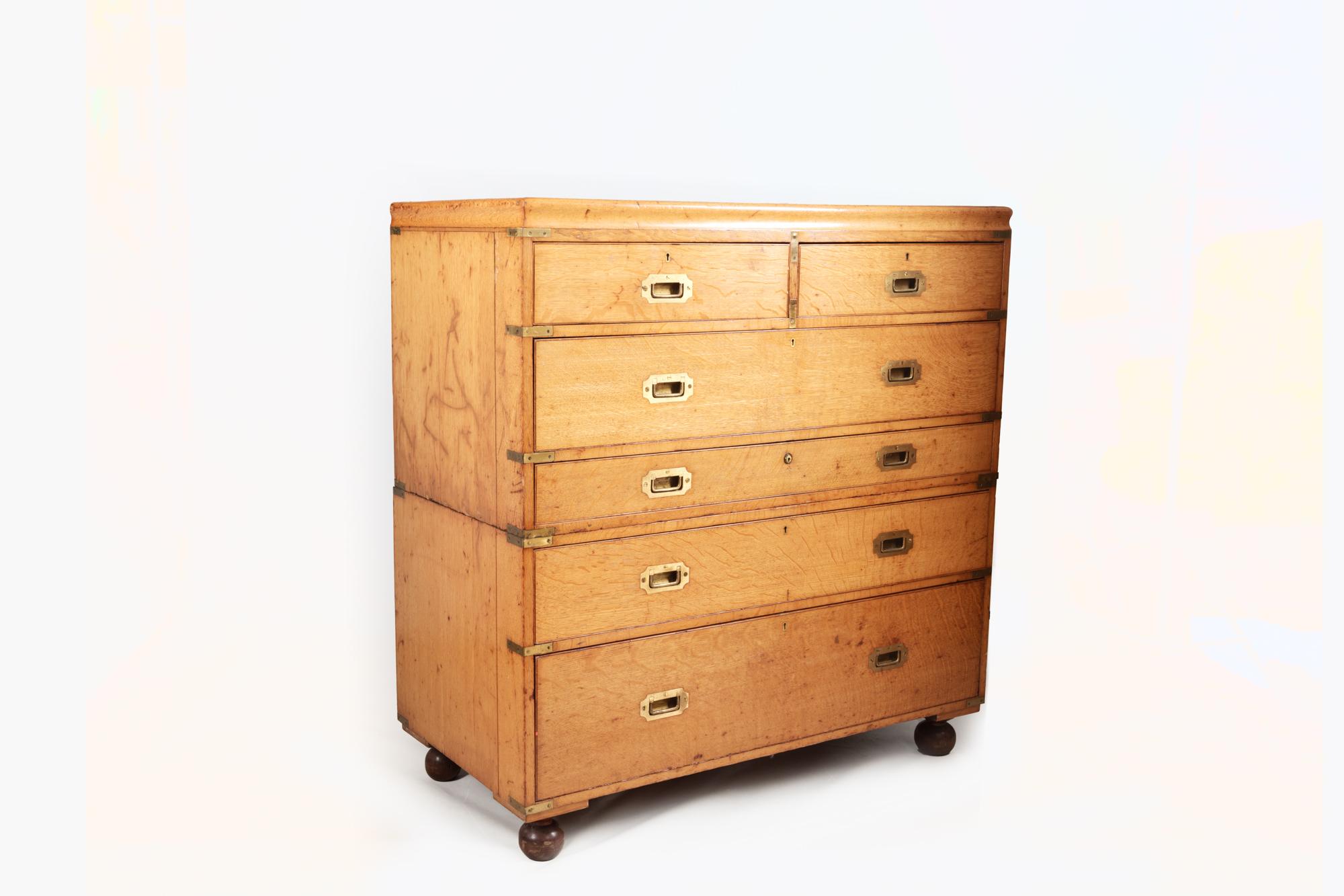 19th Century Oak Military Chest with Writing Interior For Sale 1