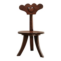 19th Century Oak Occasional Chair, Heartshaped Back