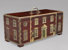 19th Century Oak Painted Country Georgian House Facade Box