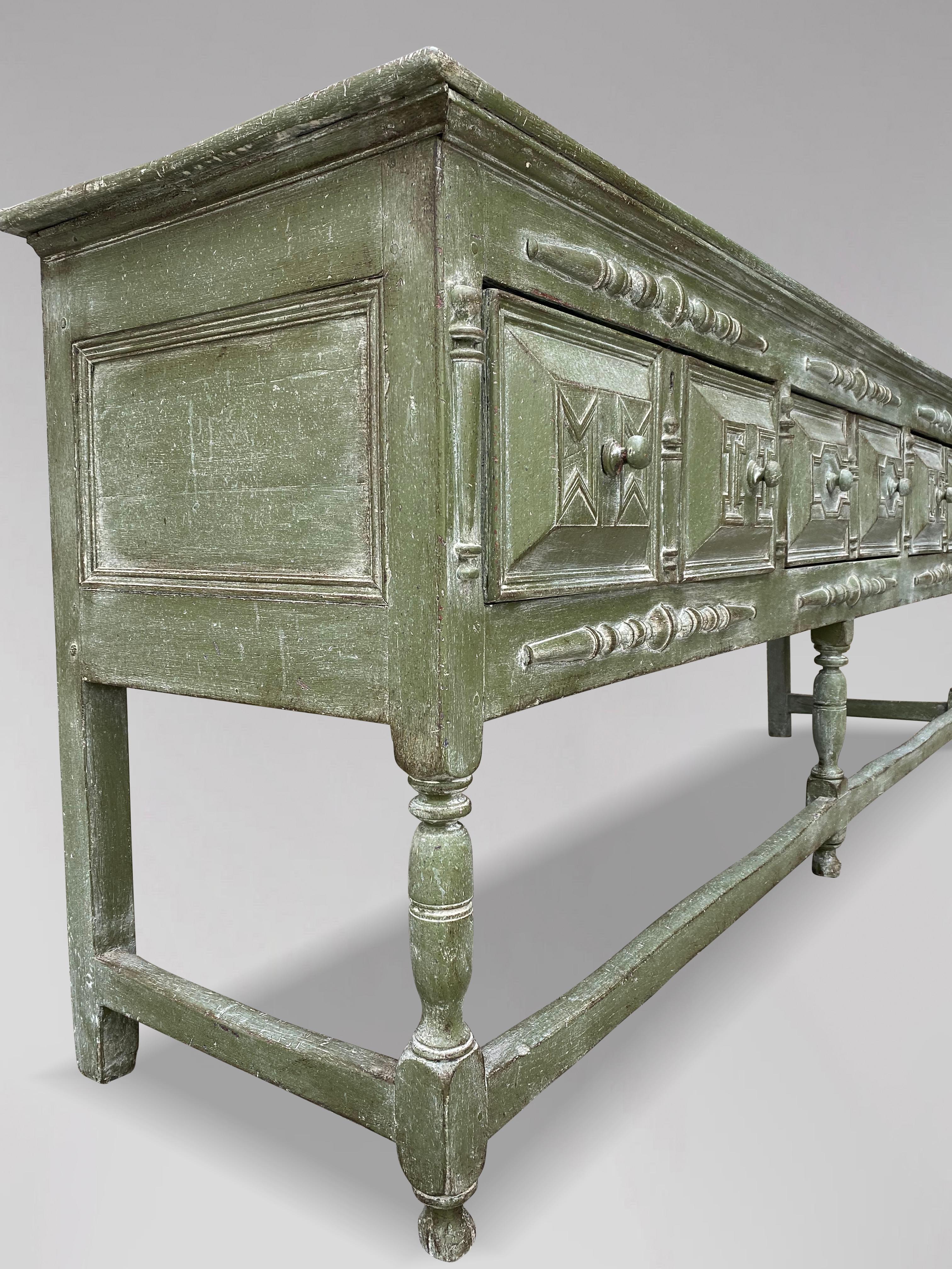 British 19th Century Oak Painted Geometric Moulded Dresser