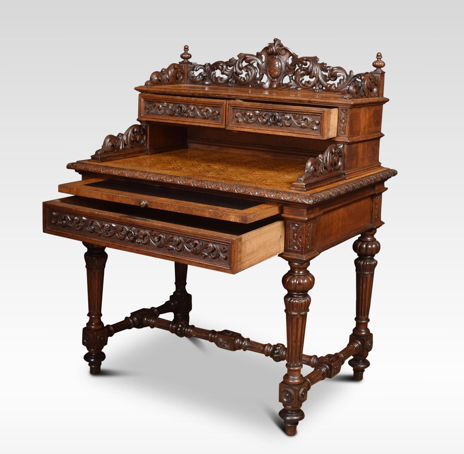 French 19th Century Oak Parquetry Writing Desk