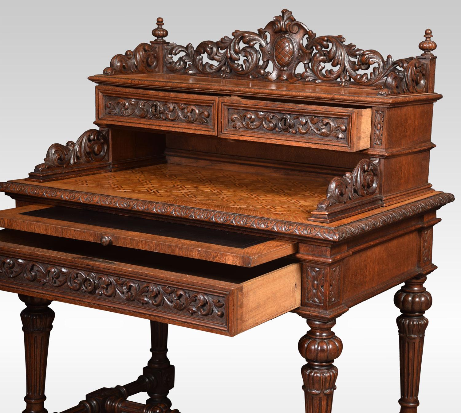 French 19th Century Oak Parquetry Writing Desk