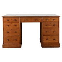 Antique 19th Century Oak Pedestal Desk by Hindley & Sons