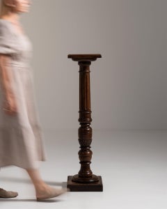 19th Century Oak Pedestal Table, Dark Walnut Finish, French Design