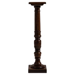 19th Century Oak Pedestal Table, Dark Walnut Finish, French Design