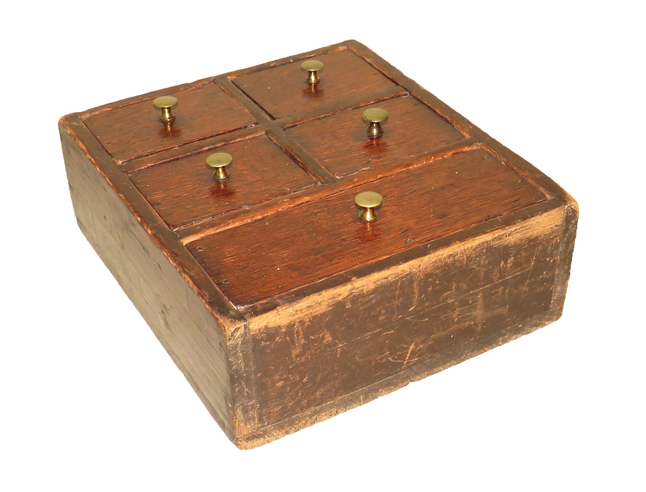 Victorian 19th Century Oak and Pine Wall Hanging Spice Box For Sale