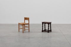 Rechteckiger Hocker oder Tisch aus Eiche des 19. Jahrhunderts mit gedrechselten Beinen, Frankreich ca. 1