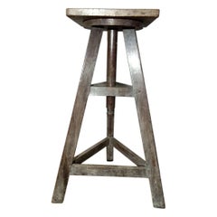 19th Century Oak Sculptor's Table, Pedestal with Rotating Platform
