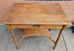 19th Century Oak Single Drawer Legs Work Table