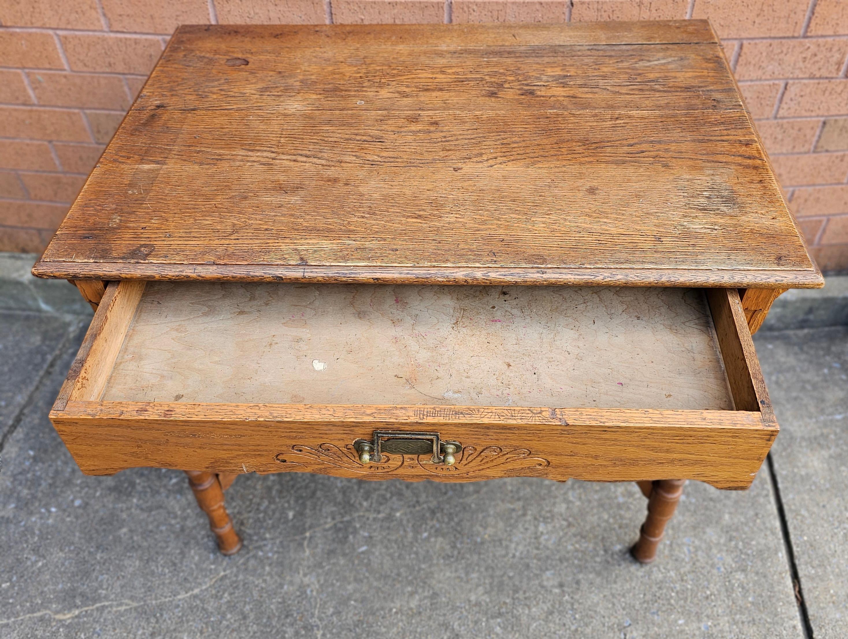 Maple 19th Century Oak Single Drawer Legs Work Table For Sale