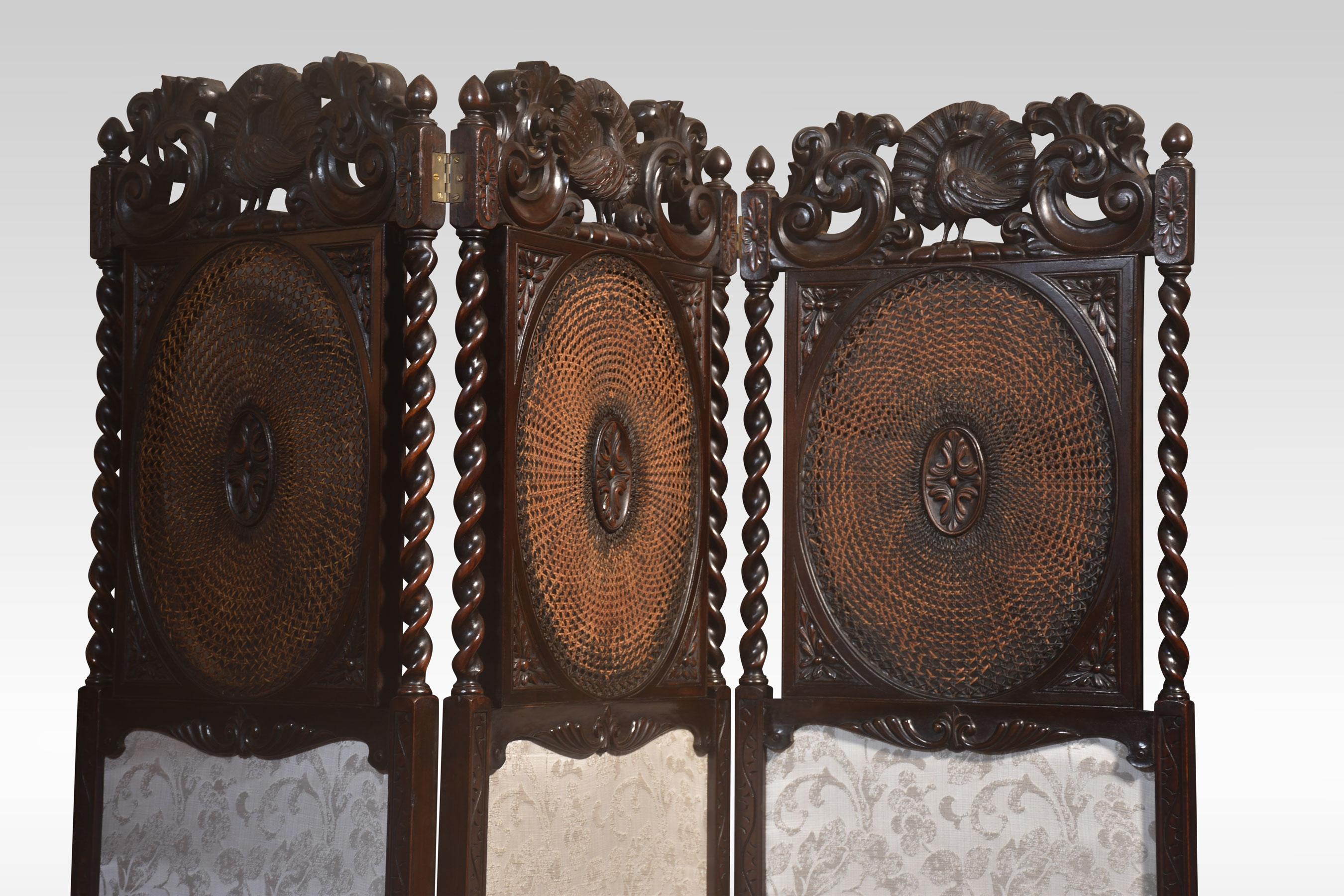 British 19th century oak three-panel folding screen For Sale