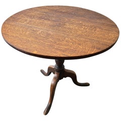 19th Century Oak Tilt-Top Occasional Table with Tripod Base and Turned Pedestal
