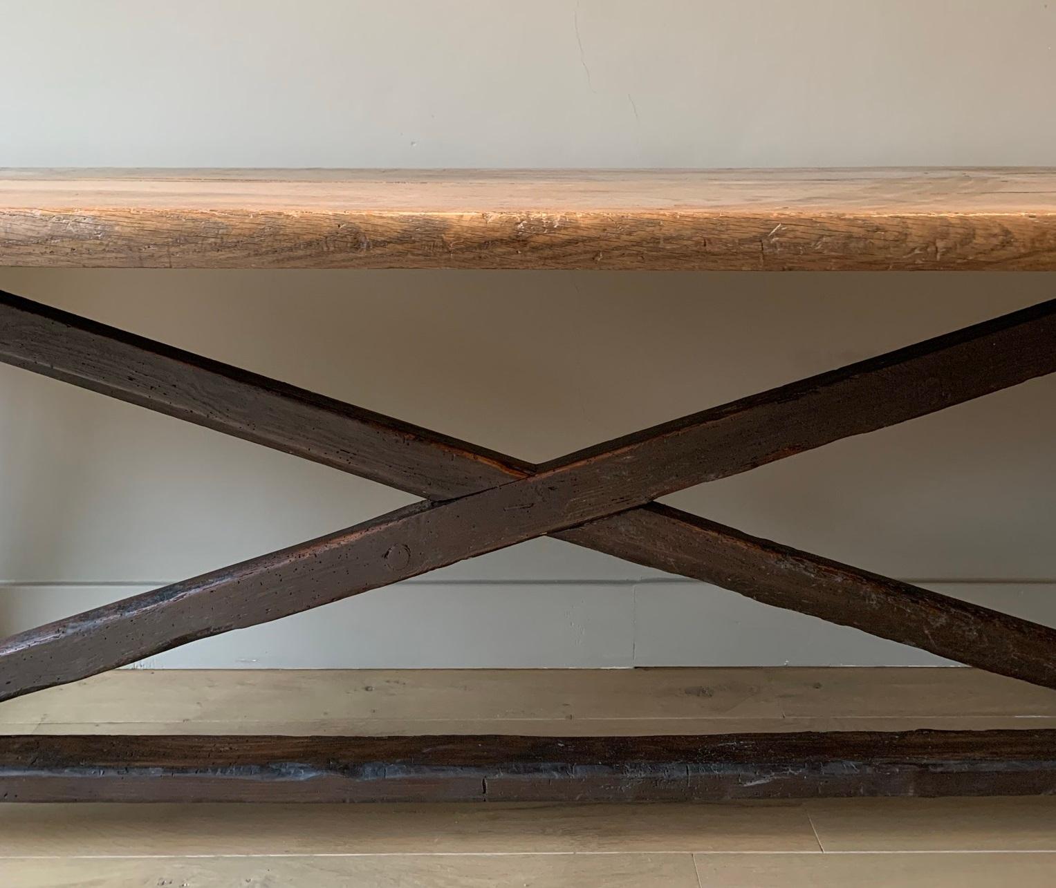 Hand-Crafted 19th Century Oak Trestle Refectory Table