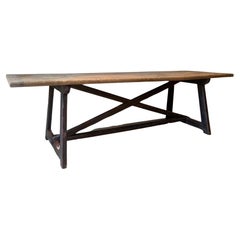 Used 19th Century Oak Trestle Refectory Table