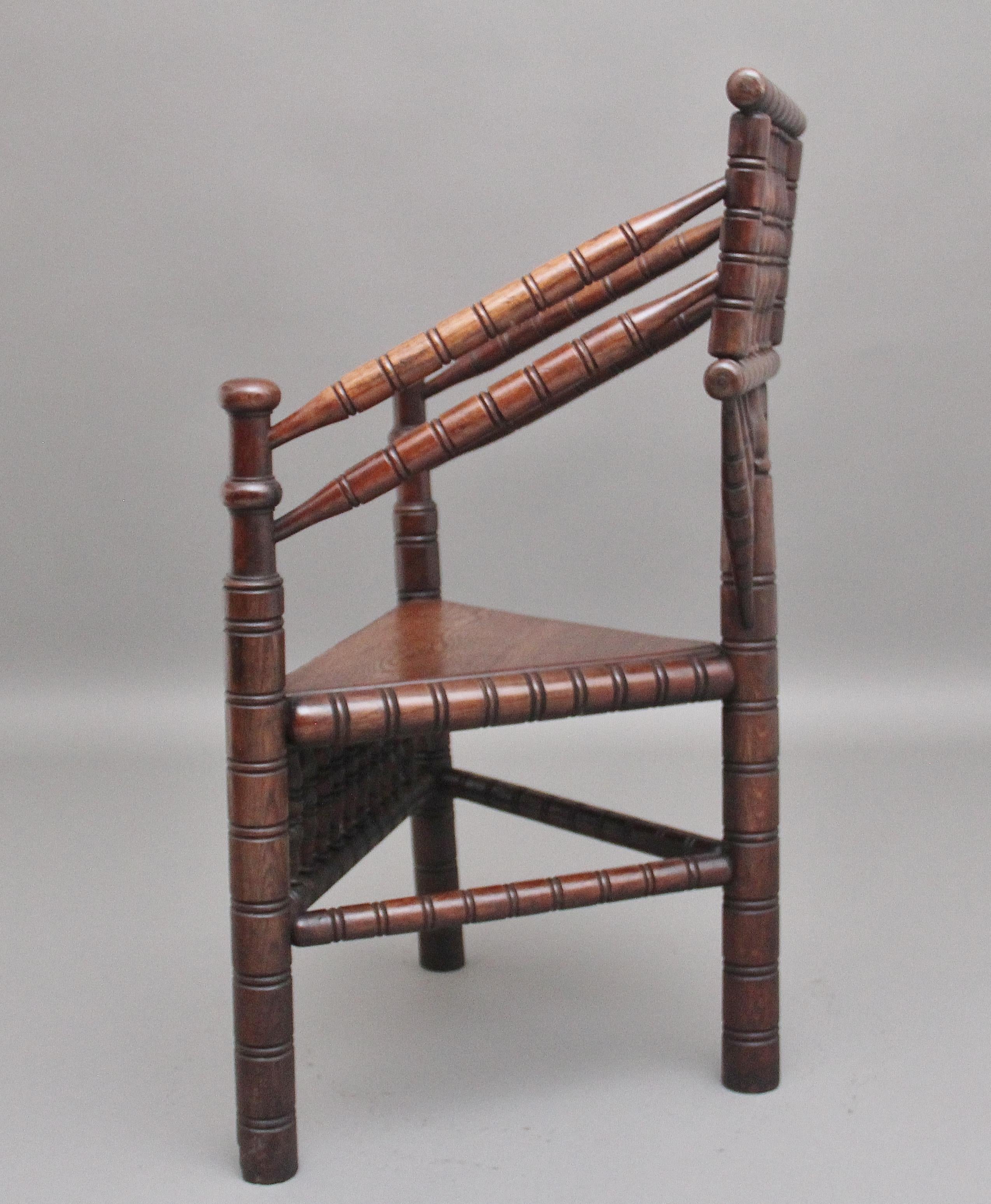 Mid-19th Century 19th Century oak turners chair For Sale