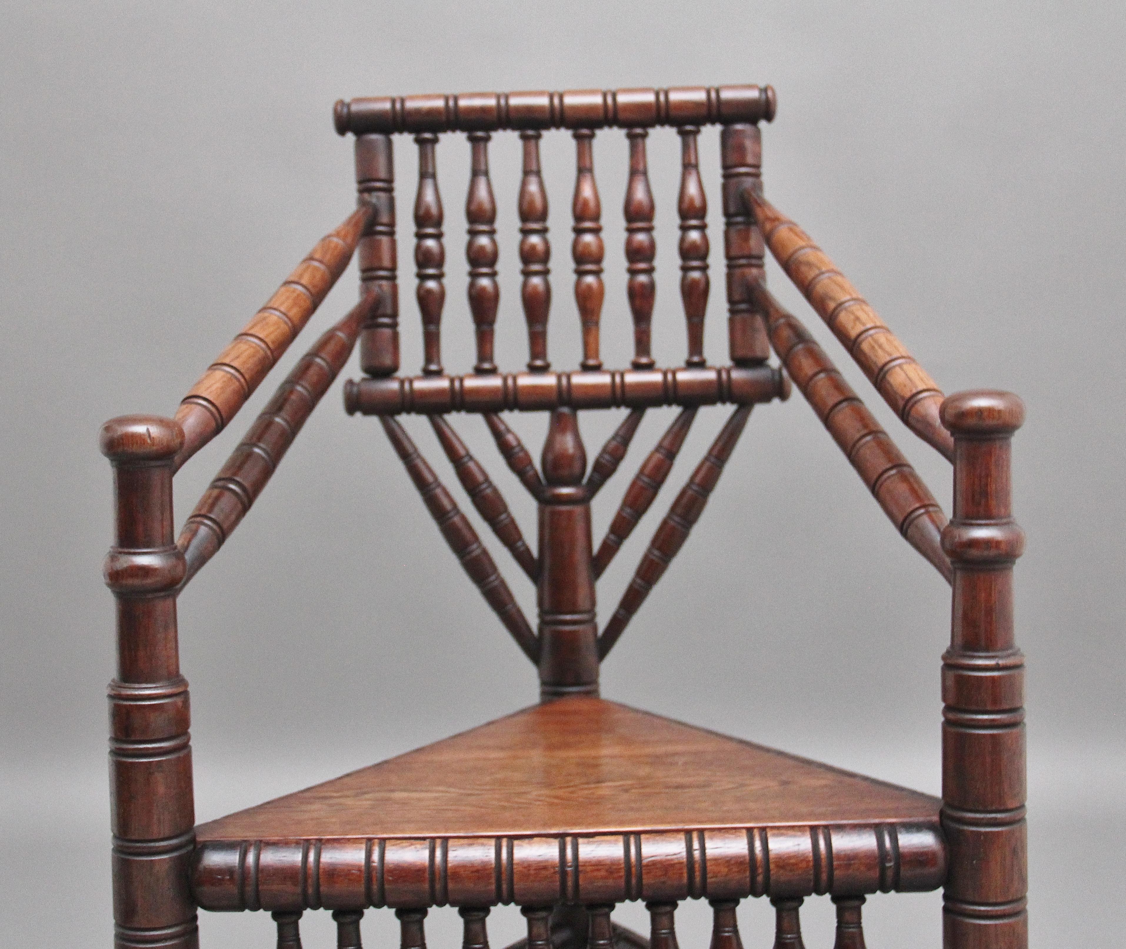 19th Century oak turners chair For Sale 2