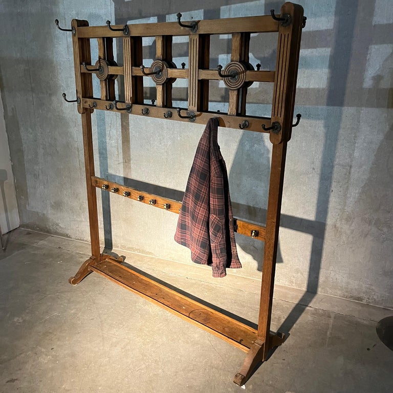 19th Century Oak Two Sided Coat Rack from Gentleman's Club For Sale at