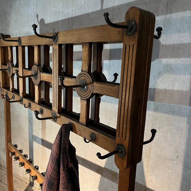 19th Century Oak Two Sided Coat Rack from Gentleman's Club For Sale at