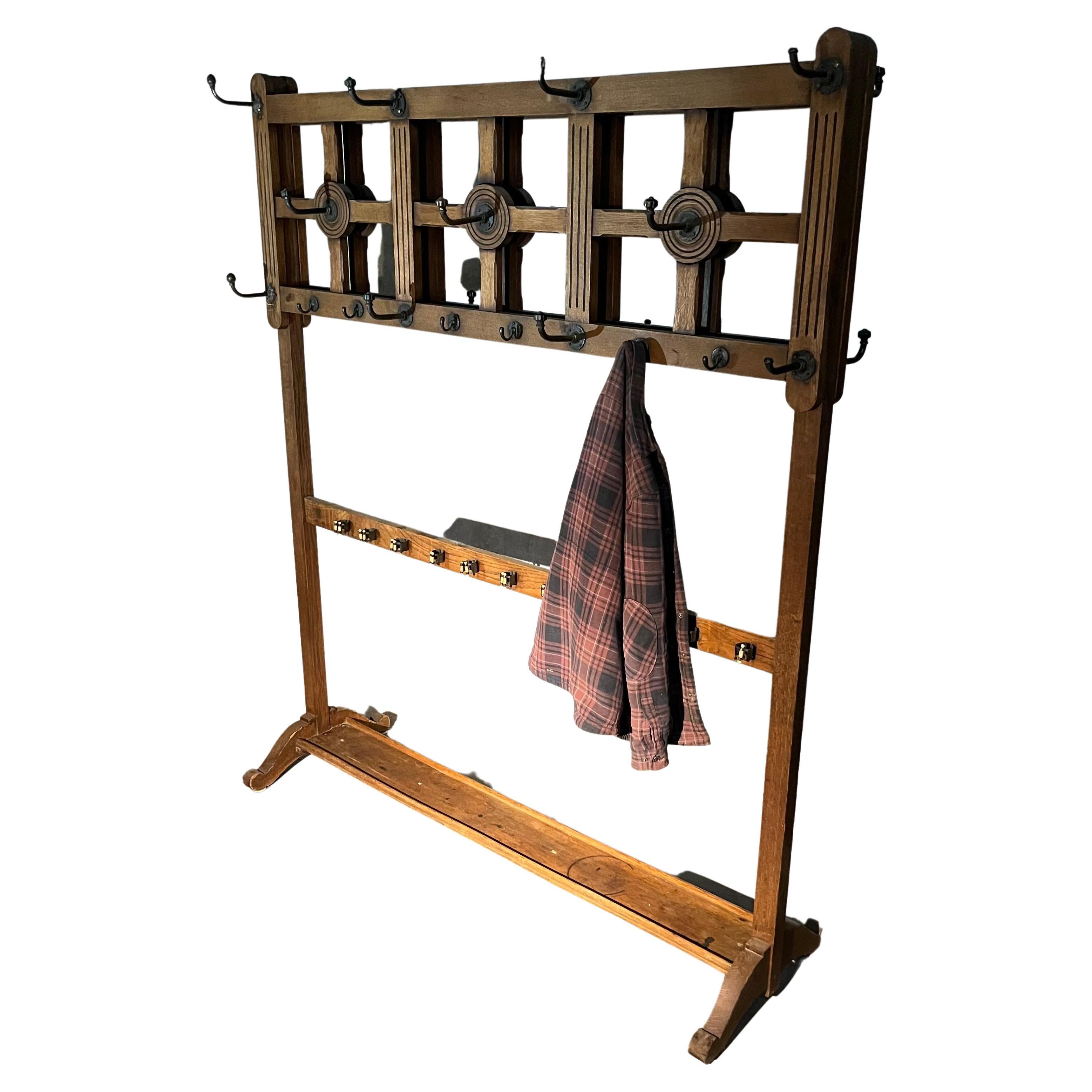 19th Century Oak Two Sided Coat Rack from Gentleman's Club For Sale at