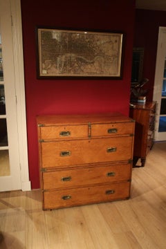19th Century Oak Victorian Campaign Chest of Drawers