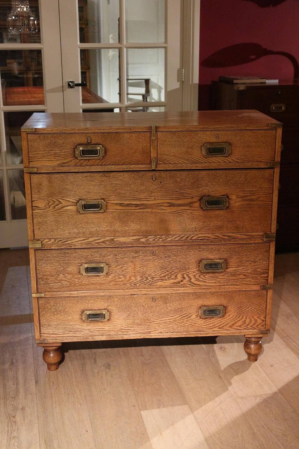 Great Britain (UK) 19th Century Oak Victorian Campaign Chest of Drawers