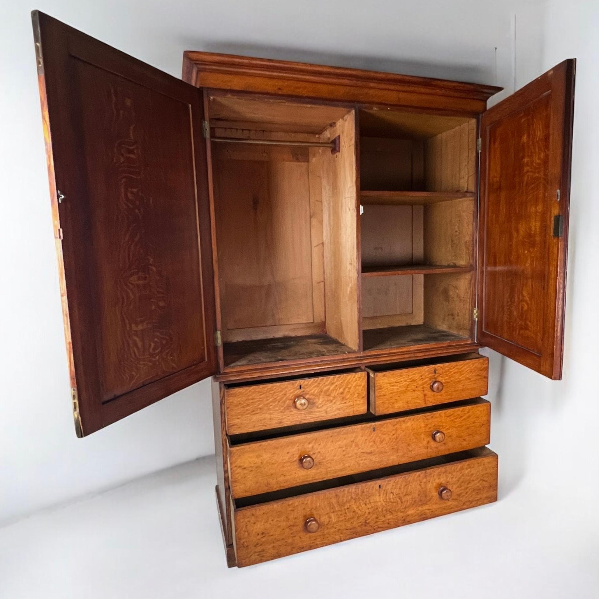 English 19Th Century Oak Wardrobe Linen Press Or Housekeeper's Cupboard For Sale