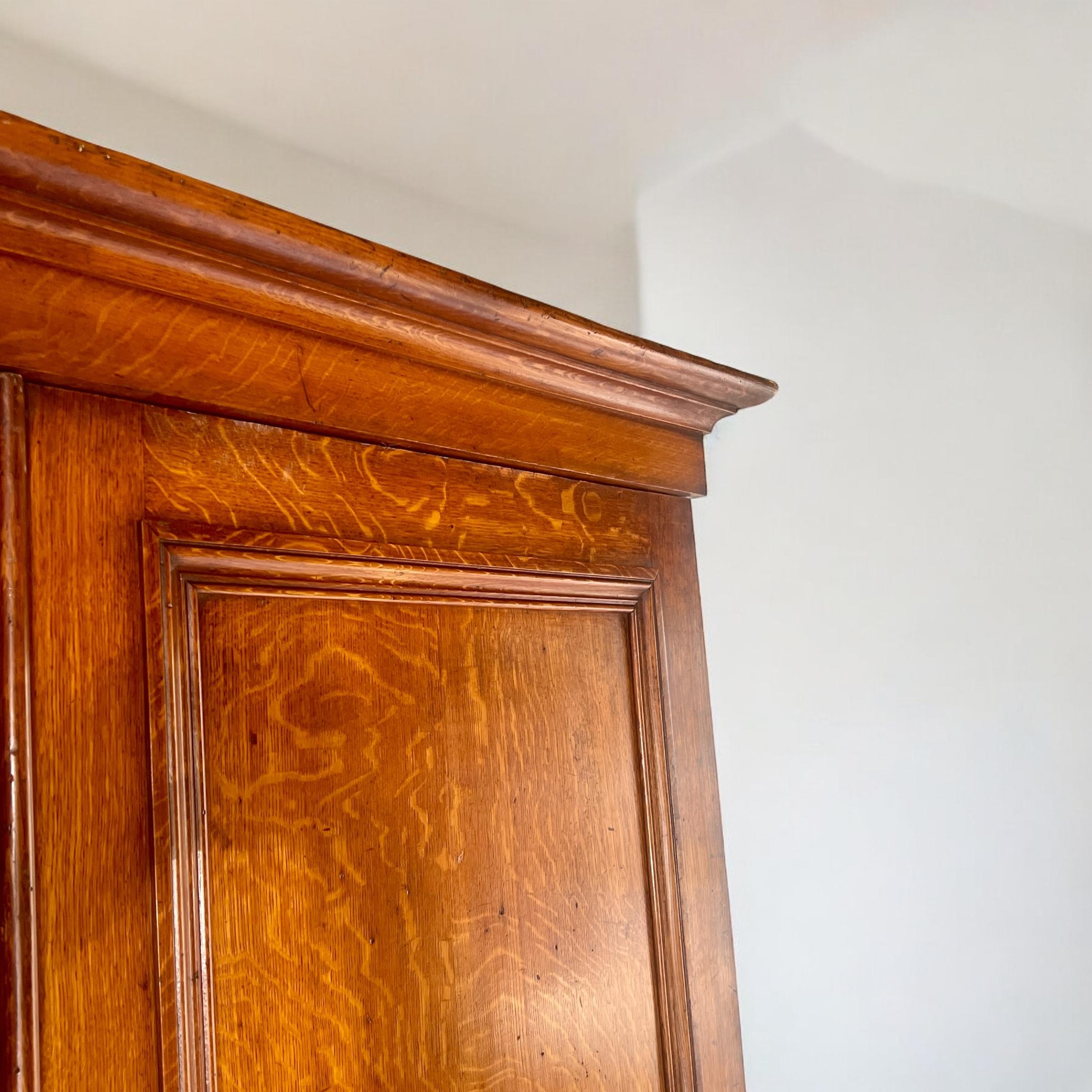 19th Century 19Th Century Oak Wardrobe Linen Press Or Housekeeper's Cupboard For Sale