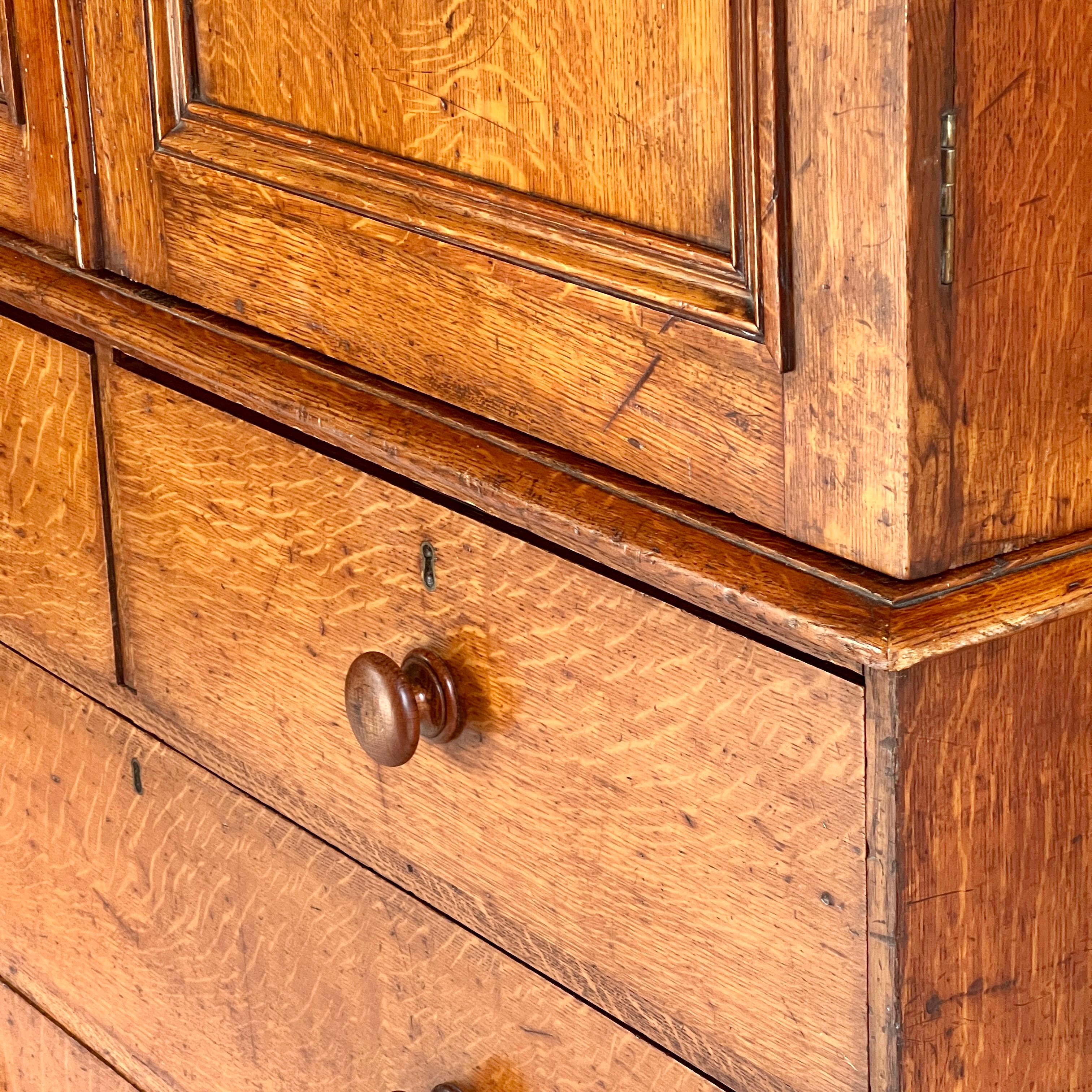 19Th Century Oak Wardrobe Linen Press Or Housekeeper's Cupboard For Sale 2