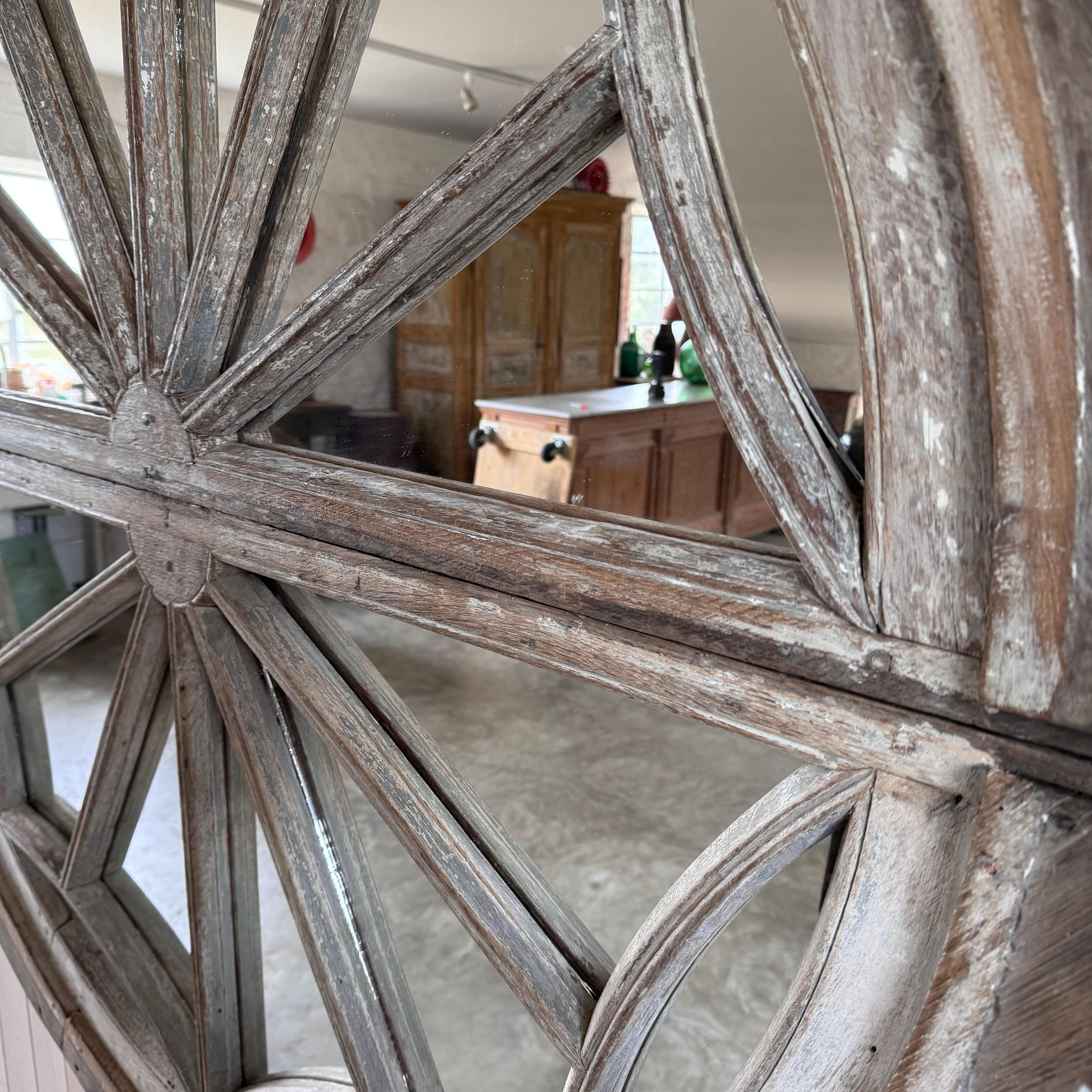 French Provincial 19th Century Oak Window Frame Mirror For Sale