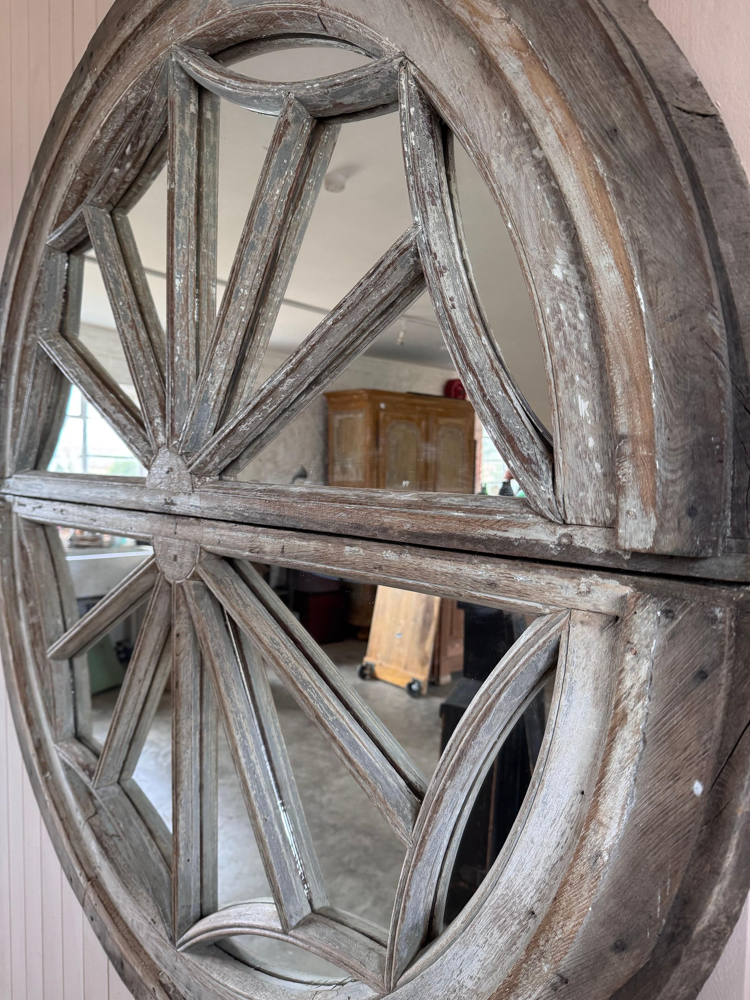 French 19th Century Oak Window Frame Mirror For Sale
