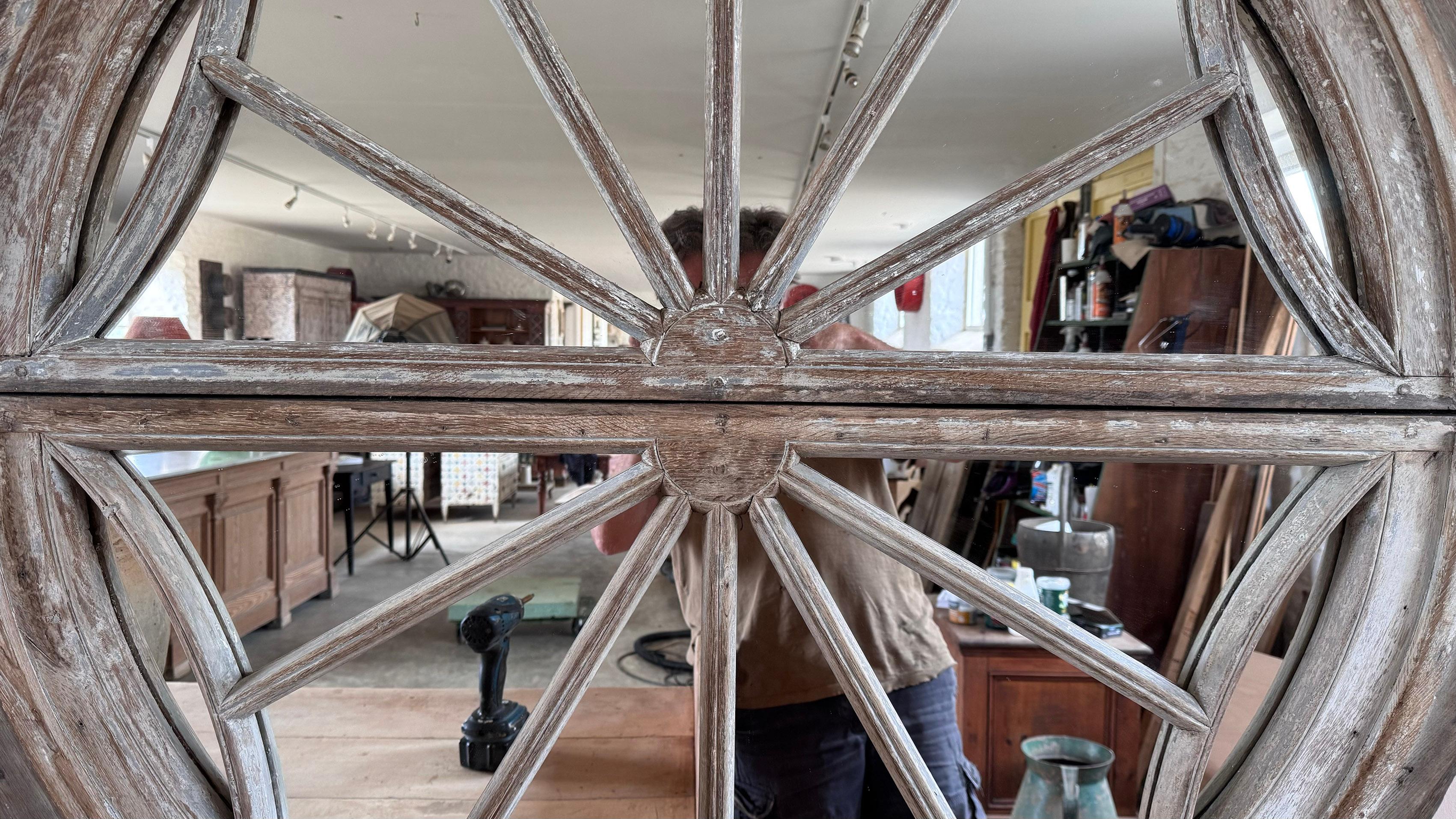 19th Century Oak Window Frame Mirror For Sale 1