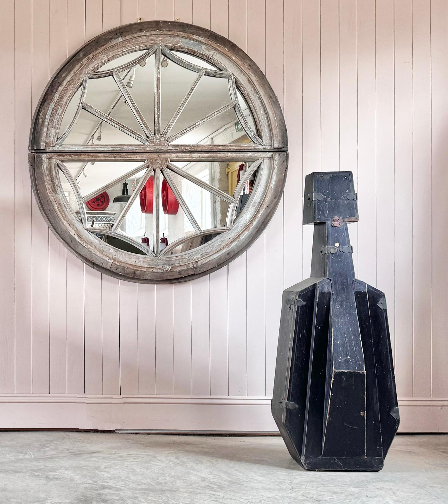 19th Century Oak Window Frame Mirror For Sale 3