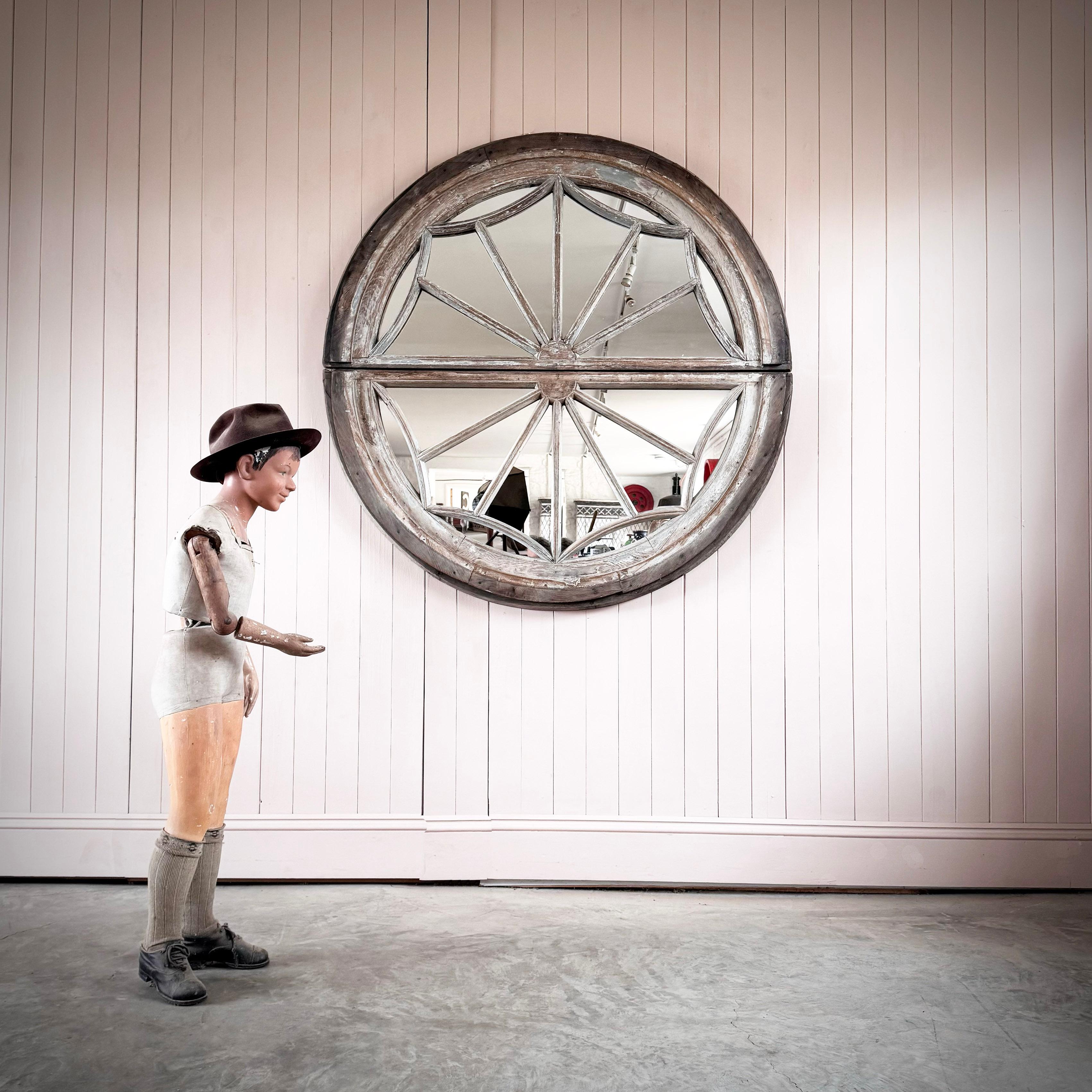 19th Century Oak Window Frame Mirror For Sale 4