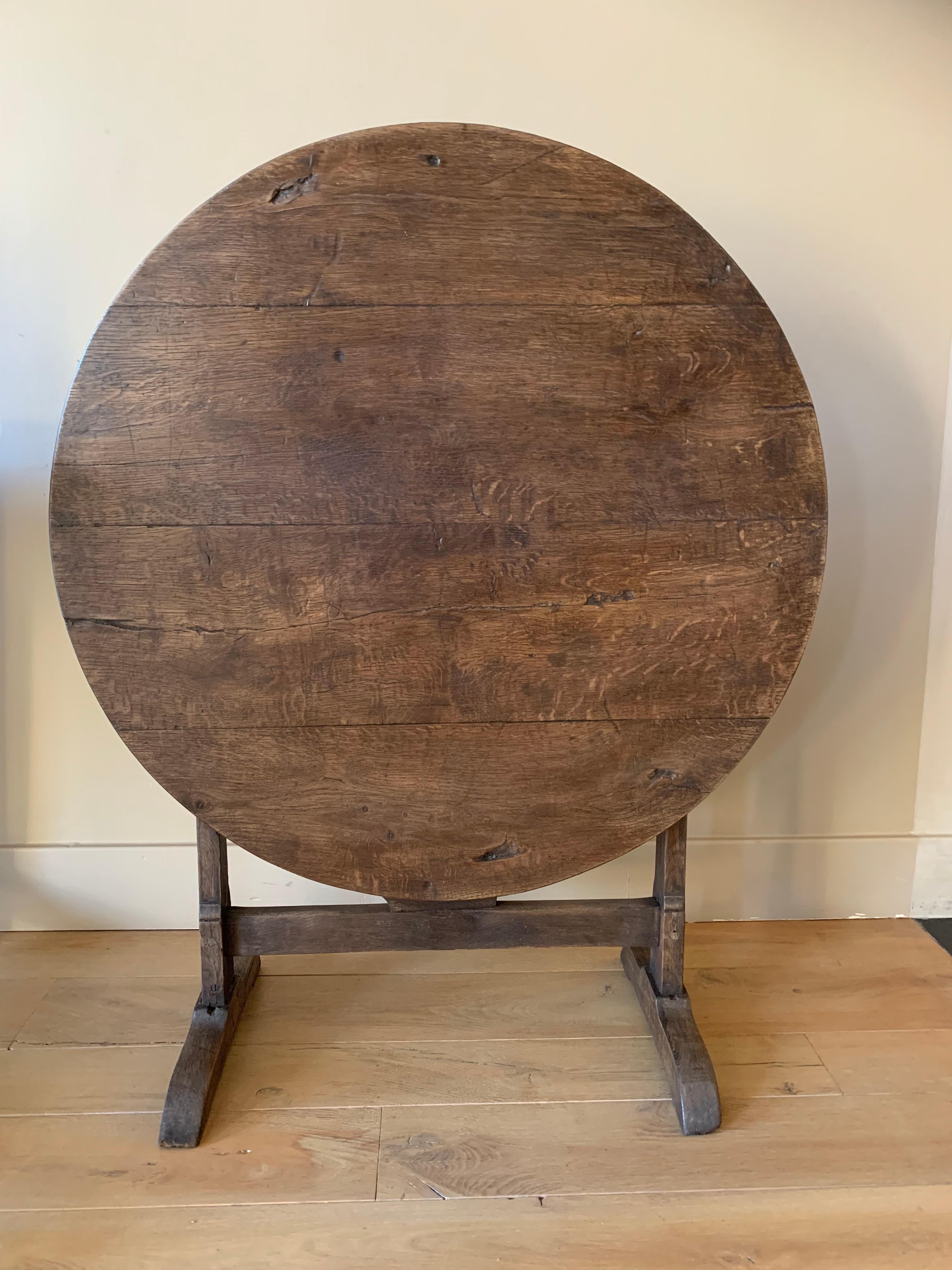Hand-Crafted 19th Century Oak Wine Table Vigneron