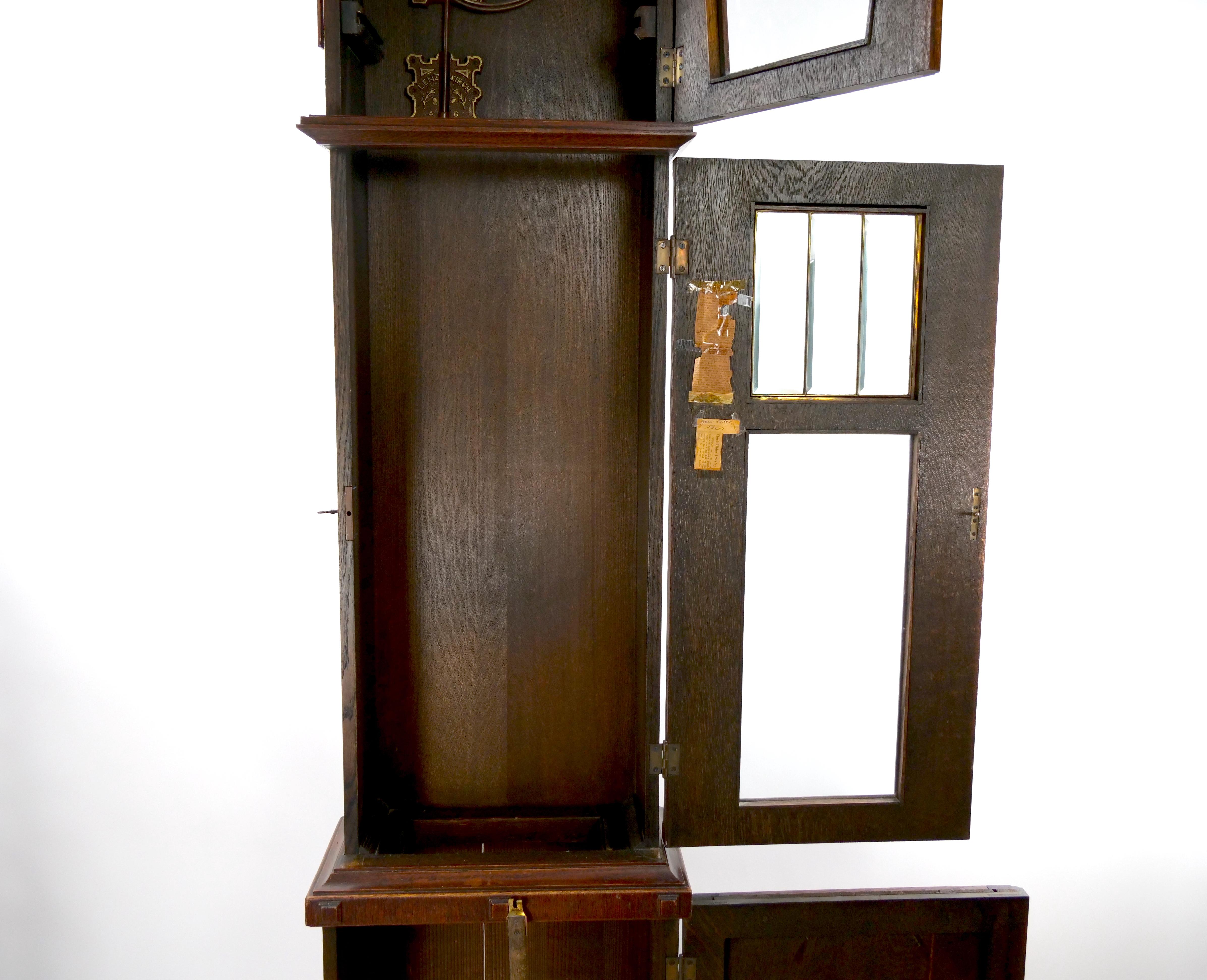 19th Century Oak Wood Frame / Brass Face Tall Case Clock For Sale 7