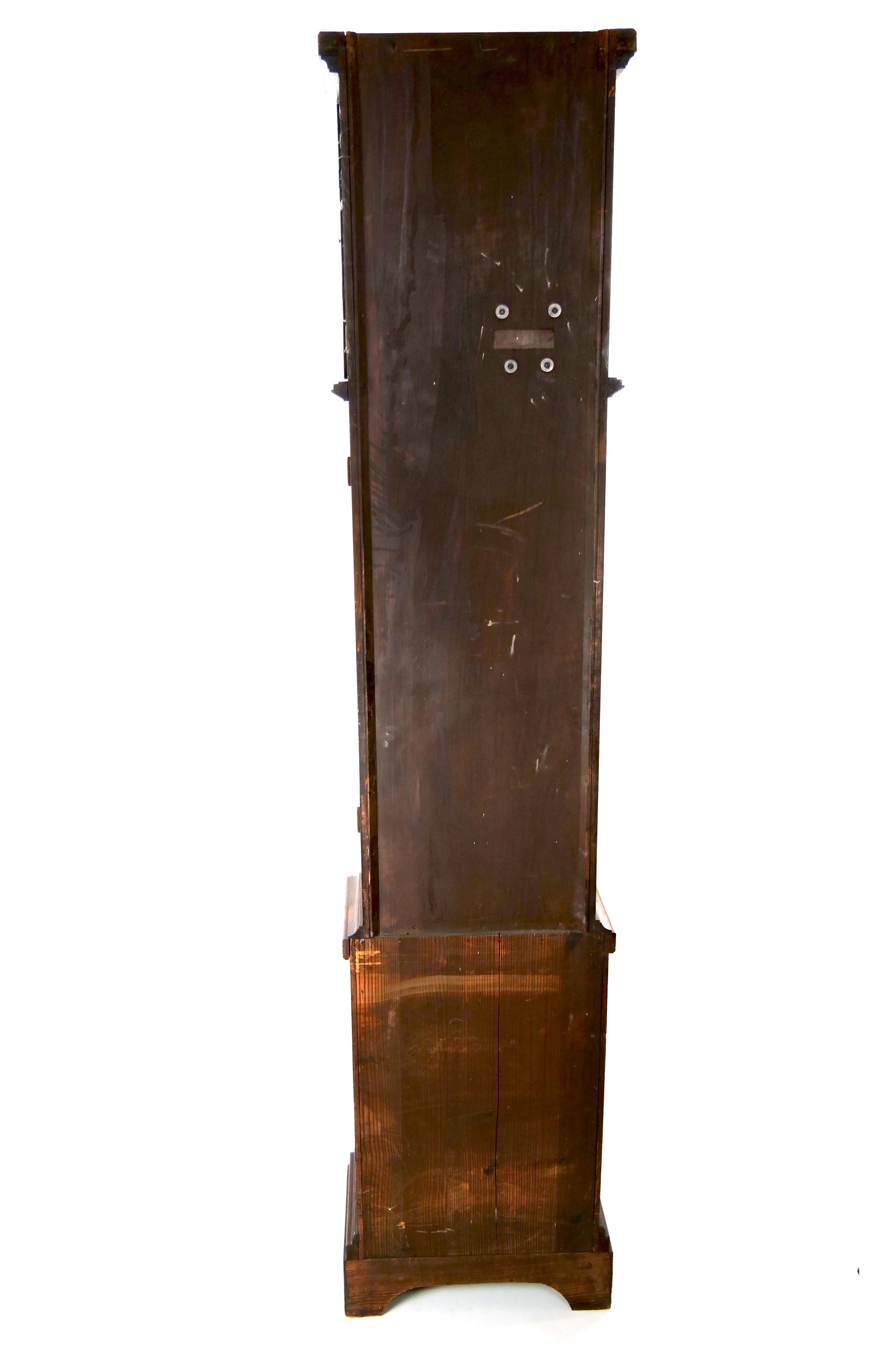 19th Century Oak Wood Frame / Brass Face Tall Case Clock For Sale 13
